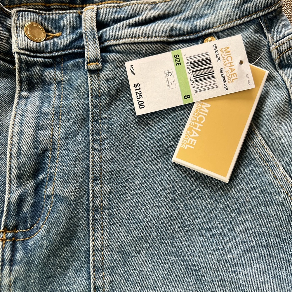 New! Michael Kors Blue Flare Wide Leg Jeans - Picture 4 of 4